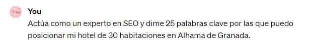 Guía SEO copywriting - prompt Chat GPT