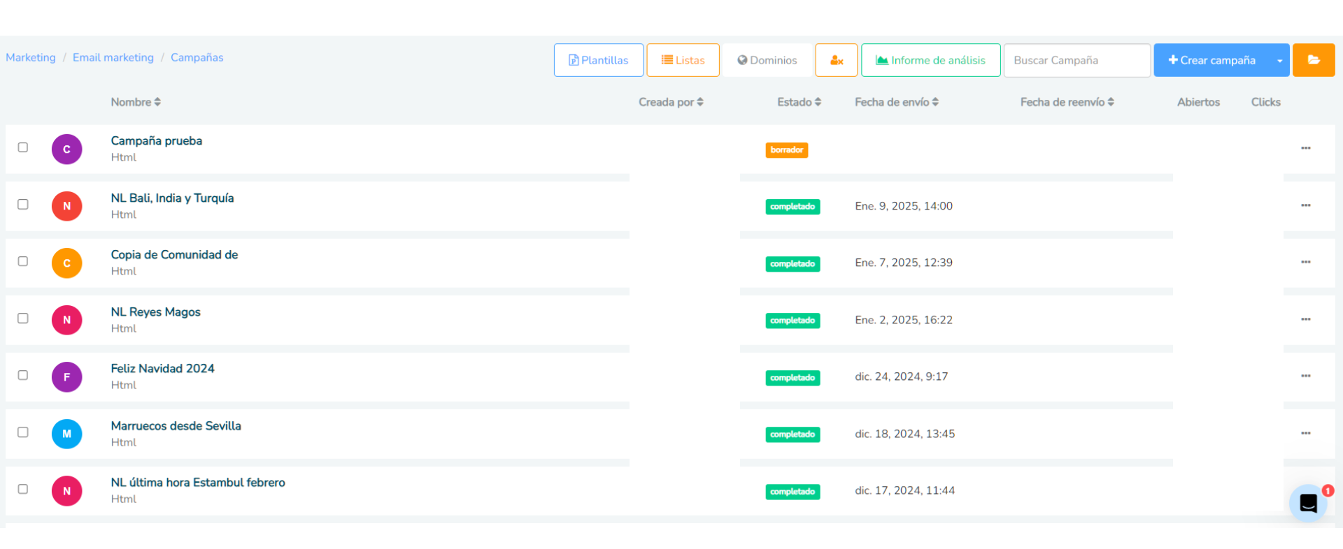 En el CRM puedes gestionar las campañas de email marketing. de tu empresa turística.